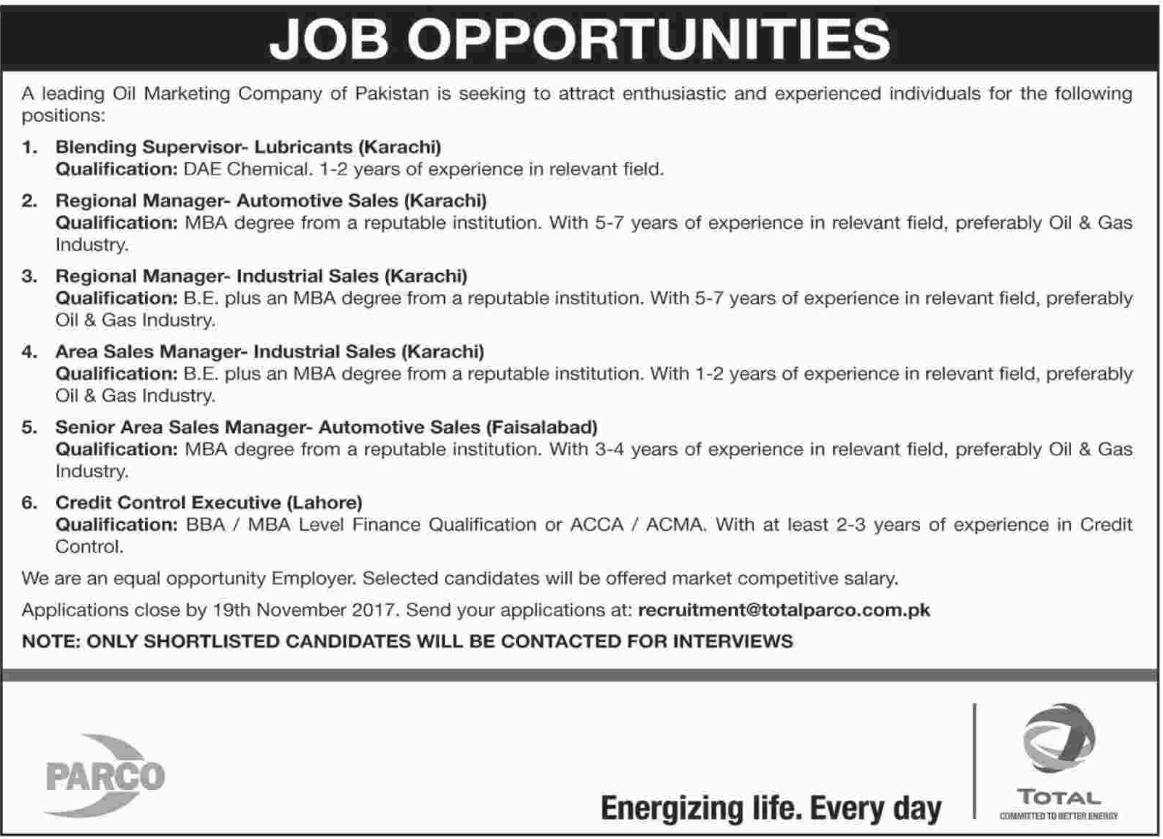 New Jobs in Total PARCO Ltd 2023 Official Advertisement