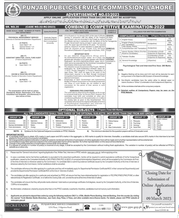 Latest jobs in PPSC 2023 Vacancies official Advertisement:-